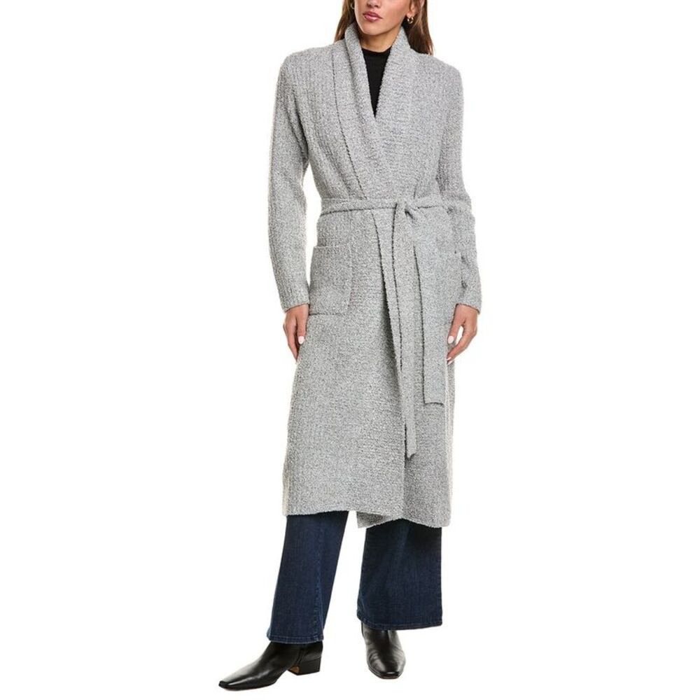525 America Womens Belted Turnback Collar Robe, Gray